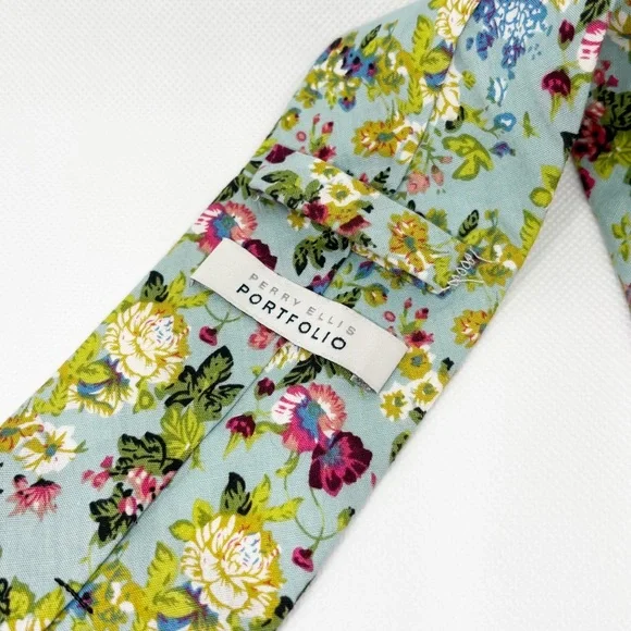 Perry Ellis Pprtfolio multicolor floral tie 100% cotton Excellent condition - Picture 4 of 6